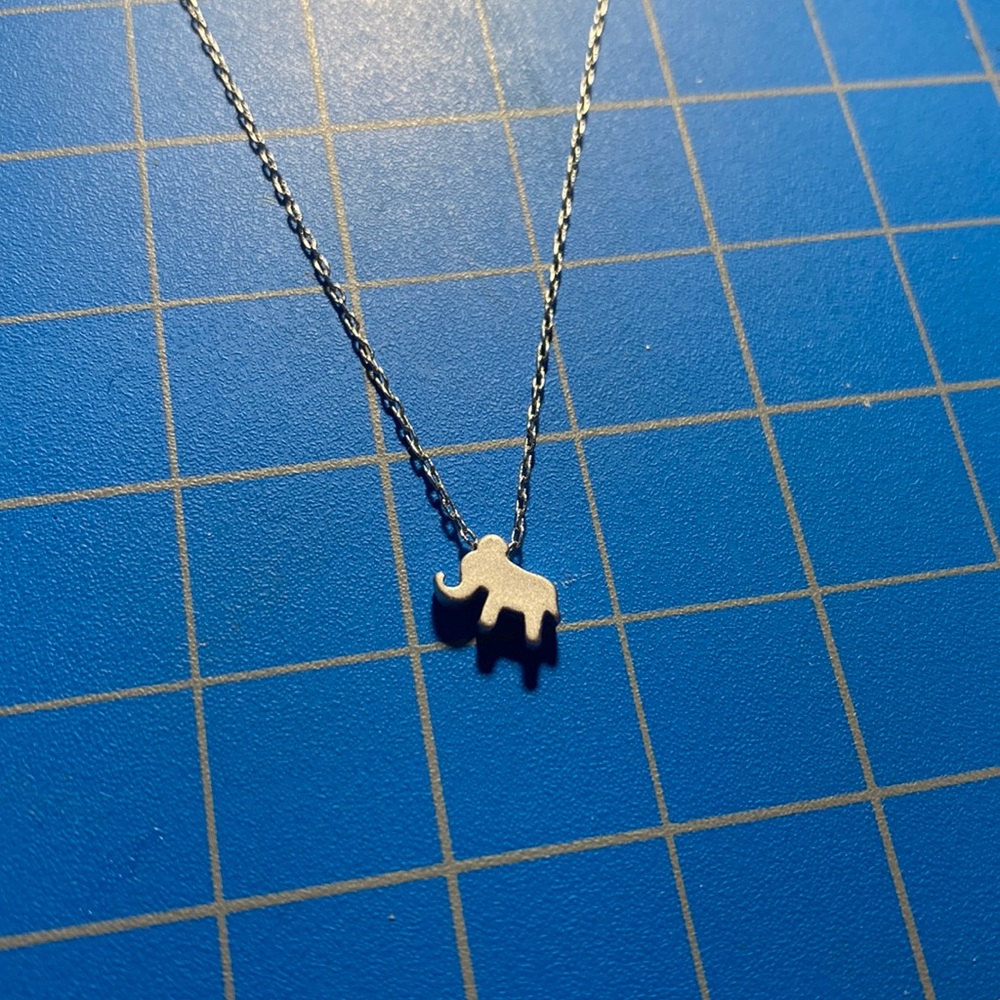 Cute tiny elephant charm silver necklace